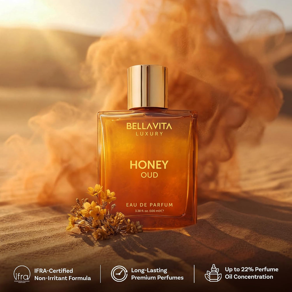 Bellavita Luxury Honey Oud Eau De Parfum (100 Ml) | Patschuli, Vanille, Bergamotte, Blumig & Würzig | Langanhaltender Unisex-Duft Für Damen Und Herren | Das Perfekte Valentinstagsgeschenk