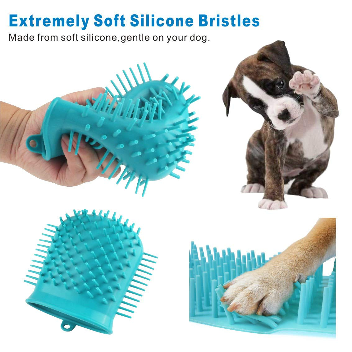 Dog Paw Cleaner Cup with Towel Pet Foot Washer Protable Dog Cleaning Brush for Puppy Cats Massage Grooming Dirty Claws(Blue)