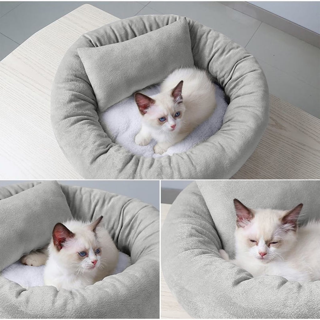 round Donut Cat and Dog Cushion Bed, Pet Bed for Medium or Large Dogs, Soft Durable Fabric Pet Beds, Washable Calming Cat & Dog Bed