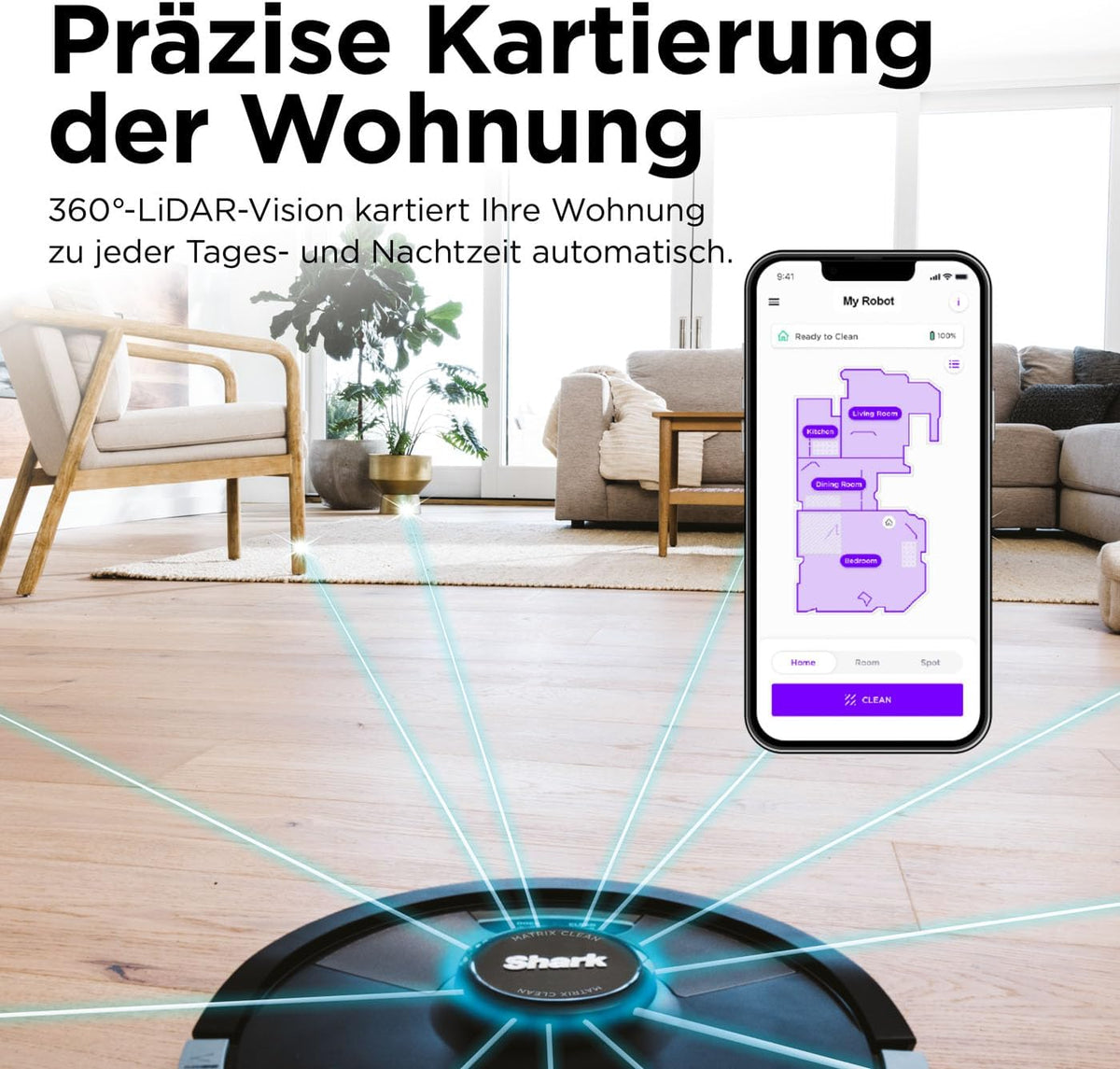 Shark Matrix plus 2-In-1 Selbstentleerter Wisch- & Saugroboter, Schwarz