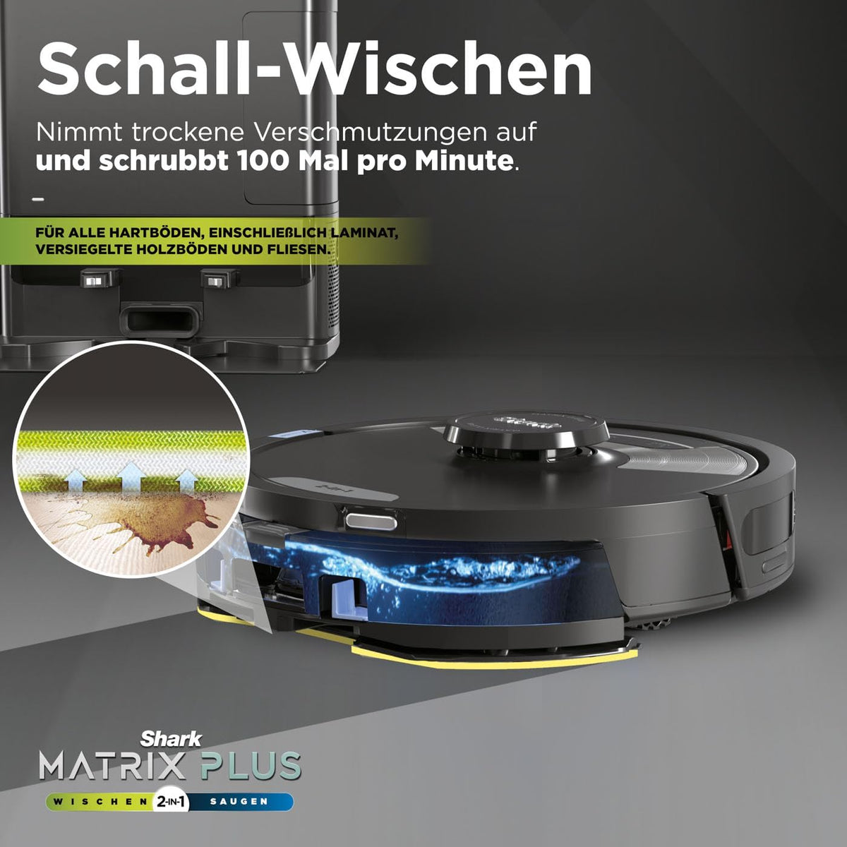 Shark Matrix plus 2-In-1 Selbstentleerter Wisch- & Saugroboter, Schwarz