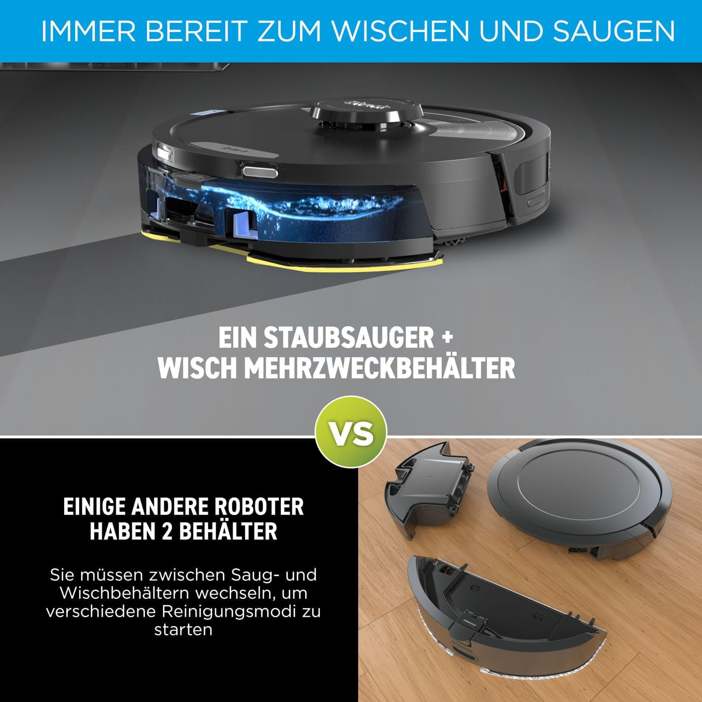Shark Matrix plus 2-In-1 Selbstentleerter Wisch- & Saugroboter, Schwarz