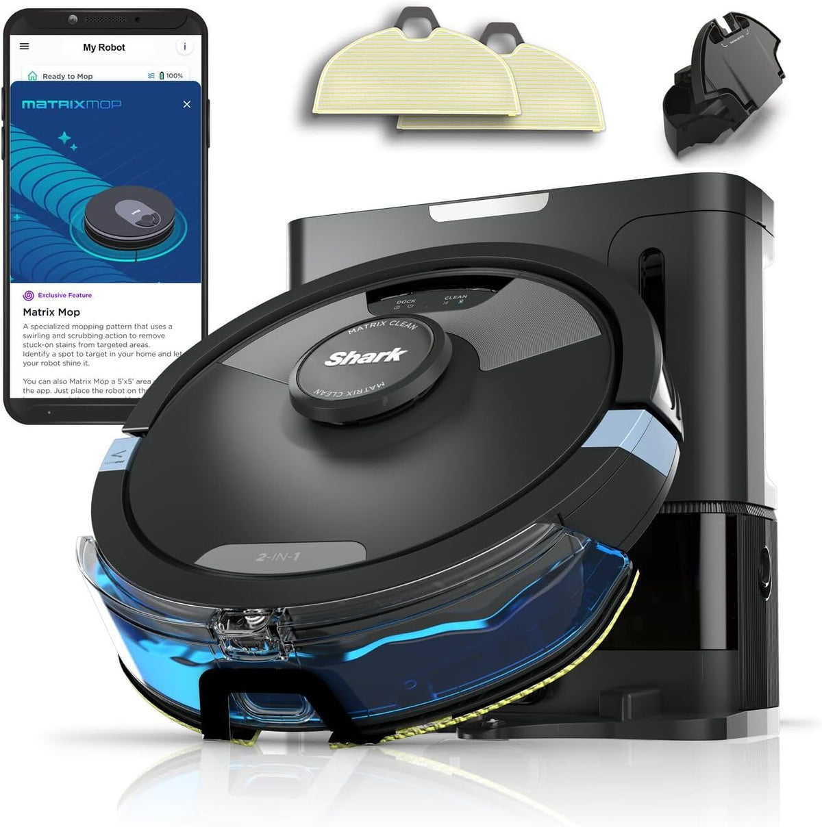 Shark Matrix plus 2-In-1 Selbstentleerter Wisch- & Saugroboter, Schwarz