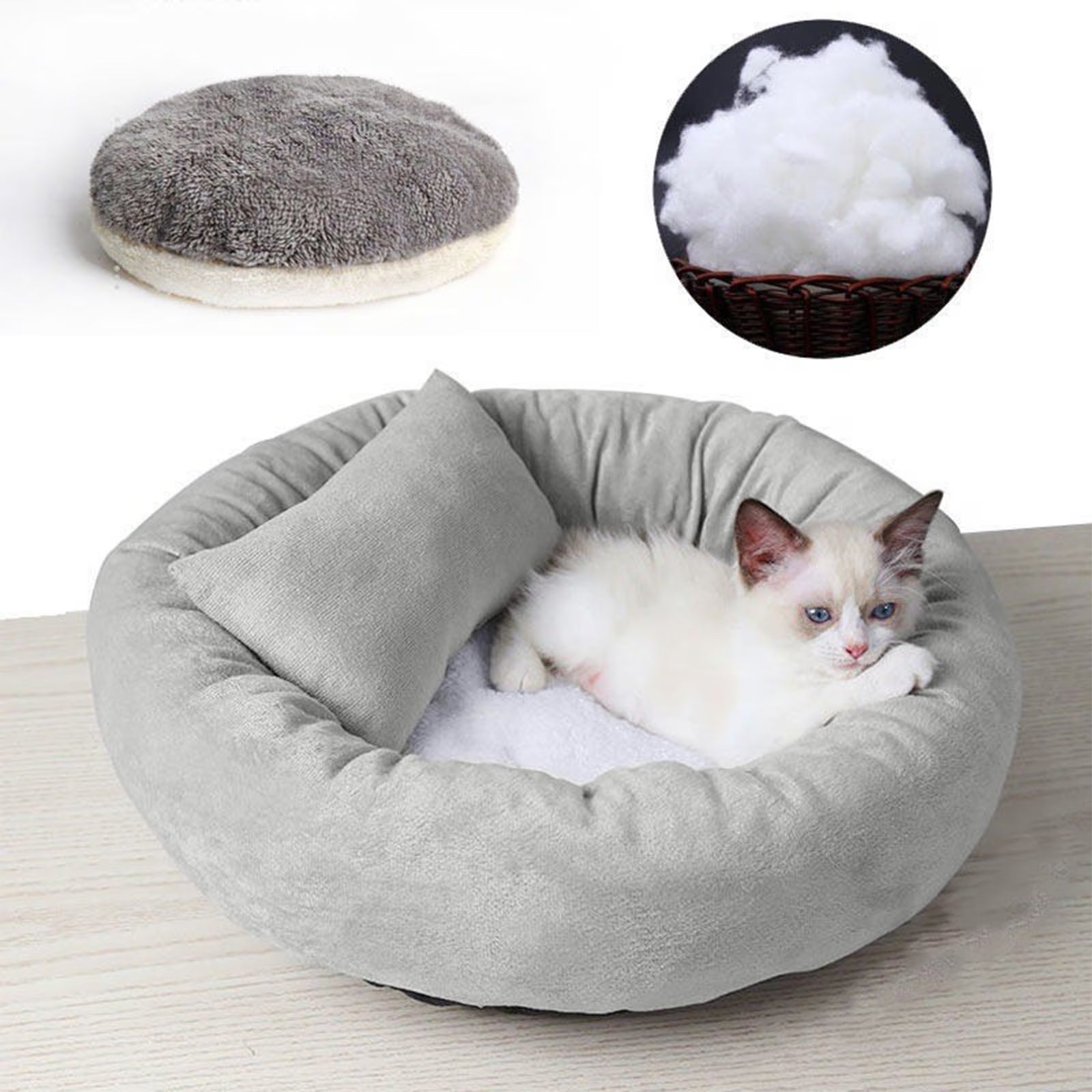 round Donut Cat and Dog Cushion Bed, Pet Bed for Medium or Large Dogs, Soft Durable Fabric Pet Beds, Washable Calming Cat & Dog Bed