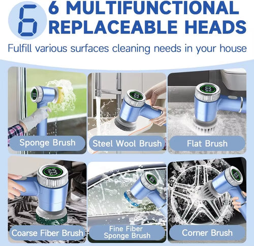 5-In-1 Kitchen Electric Broom Automatic Rotating Power Scrubber with Dust Brush Dish Scrubber Cleaning Spin Scrubber